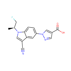 C[C@@H](CF)n1cc(C#N)c2cc(-n3cc(C(=O)O)cn3)ccc21 ZINC000107262550