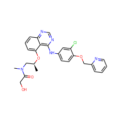 C[C@@H](CN(C)C(=O)CO)Oc1cccc2ncnc(Nc3ccc(OCc4ccccn4)c(Cl)c3)c12 ZINC000028950754