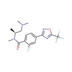 C[C@@H](CN(C)C)N(C)C(=O)c1ccc(-c2noc(C(F)(F)F)n2)cc1F ZINC000142943200