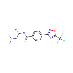 C[C@@H](CN(C)C)NC(=O)c1ccc(-c2noc(C(F)(F)F)n2)cc1 ZINC000142948894