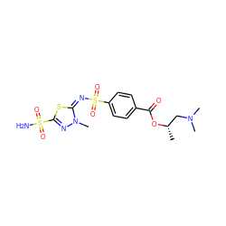 C[C@@H](CN(C)C)OC(=O)c1ccc(S(=O)(=O)/N=c2/sc(S(N)(=O)=O)nn2C)cc1 ZINC000013537565