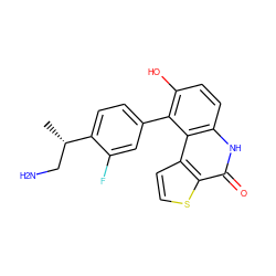 C[C@@H](CN)c1ccc(-c2c(O)ccc3[nH]c(=O)c4sccc4c23)cc1F ZINC000165292678