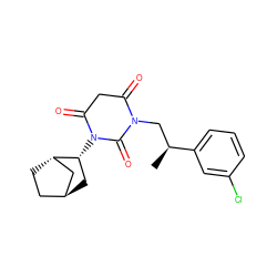 C[C@@H](CN1C(=O)CC(=O)N([C@@H]2C[C@H]3CC[C@H]2C3)C1=O)c1cccc(Cl)c1 ZINC000299847624