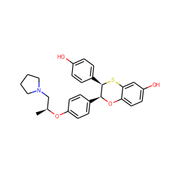 C[C@@H](CN1CCCC1)Oc1ccc([C@@H]2Oc3ccc(O)cc3S[C@@H]2c2ccc(O)cc2)cc1 ZINC000028135407