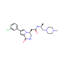 C[C@@H](CN1CCN(C)CC1)NC(=O)C[C@H]1CNC(=O)c2cc(-c3cccc(Cl)c3)cn21 ZINC000169325513