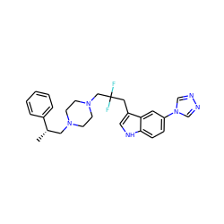 C[C@@H](CN1CCN(CC(F)(F)Cc2c[nH]c3ccc(-n4cnnc4)cc23)CC1)c1ccccc1 ZINC000022931032