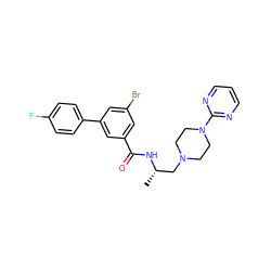 C[C@@H](CN1CCN(c2ncccn2)CC1)NC(=O)c1cc(Br)cc(-c2ccc(F)cc2)c1 ZINC000045364401