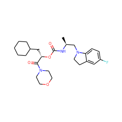 C[C@@H](CN1CCc2cc(F)ccc21)NC(=O)O[C@@H](CC1CCCCC1)C(=O)N1CCOCC1 ZINC000014971816