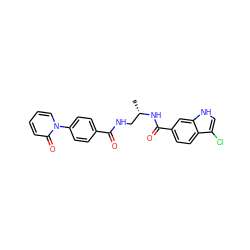 C[C@@H](CNC(=O)c1ccc(-n2ccccc2=O)cc1)NC(=O)c1ccc2c(Cl)c[nH]c2c1 ZINC000028822824