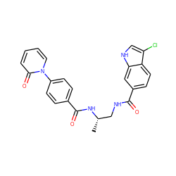 C[C@@H](CNC(=O)c1ccc2c(Cl)c[nH]c2c1)NC(=O)c1ccc(-n2ccccc2=O)cc1 ZINC000028822827