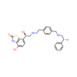 C[C@@H](CNCc1ccc(CCNC[C@H](O)c2ccc(O)c3[nH]c(=O)sc23)cc1)c1ccccc1 ZINC000073197311