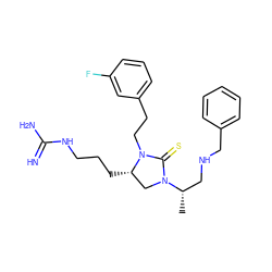 C[C@@H](CNCc1ccccc1)N1C[C@H](CCCNC(=N)N)N(CCc2cccc(F)c2)C1=S ZINC000043203998