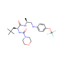 C[C@@H](CNc1ccc(OC(F)(F)F)cc1)NC(=O)[C@H](CC(C)(C)C)NC(=O)N1CCOCC1 ZINC000014972000