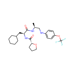 C[C@@H](CNc1ccc(OC(F)(F)F)cc1)NC(=O)[C@H](CC1CCCCC1)NC(=O)[C@H]1CCCO1 ZINC000014971940