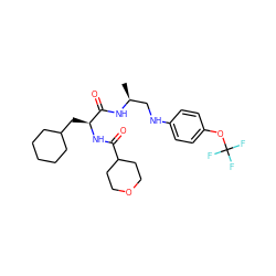 C[C@@H](CNc1ccc(OC(F)(F)F)cc1)NC(=O)[C@H](CC1CCCCC1)NC(=O)C1CCOCC1 ZINC000014971966