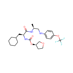 C[C@@H](CNc1ccc(OC(F)(F)F)cc1)NC(=O)[C@H](CC1CCCCC1)NC(=O)O[C@@H]1CCOC1 ZINC000014971962