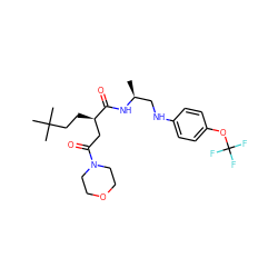 C[C@@H](CNc1ccc(OC(F)(F)F)cc1)NC(=O)[C@H](CCC(C)(C)C)CC(=O)N1CCOCC1 ZINC000014971742