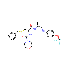 C[C@@H](CNc1ccc(OC(F)(F)F)cc1)NC(=O)[C@H](CSCc1ccccc1)NC(=O)N1CCOCC1 ZINC000014972008