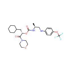 C[C@@H](CNc1ccc(OC(F)(F)F)cc1)NC(=O)O[C@@H](CC1CCCCC1)C(=O)N1CCOCC1 ZINC000014971832