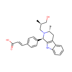 C[C@@H](CO)CN1[C@H](C)Cc2c([nH]c3ccccc23)[C@H]1c1ccc(/C=C/C(=O)O)cc1 ZINC000473136443