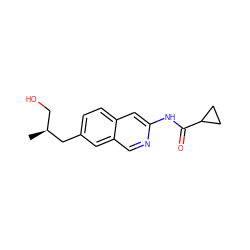 C[C@@H](CO)Cc1ccc2cc(NC(=O)C3CC3)ncc2c1 ZINC000144422094