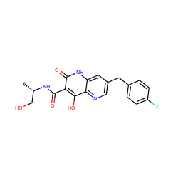 C[C@@H](CO)NC(=O)c1c(O)c2ncc(Cc3ccc(F)cc3)cc2[nH]c1=O ZINC000095596309