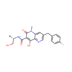 C[C@@H](CO)NC(=O)c1c(O)c2ncc(Cc3ccc(F)cc3)cc2n(C)c1=O ZINC000103099299