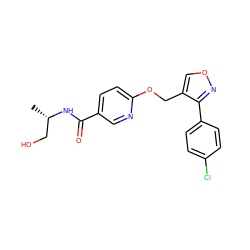 C[C@@H](CO)NC(=O)c1ccc(OCc2conc2-c2ccc(Cl)cc2)nc1 ZINC000143235144