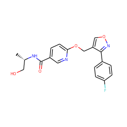 C[C@@H](CO)NC(=O)c1ccc(OCc2conc2-c2ccc(F)cc2)nc1 ZINC000141391133