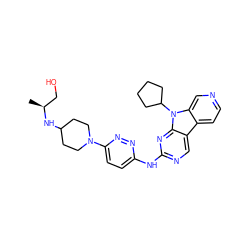 C[C@@H](CO)NC1CCN(c2ccc(Nc3ncc4c5ccncc5n(C5CCCC5)c4n3)nn2)CC1 ZINC000169706892