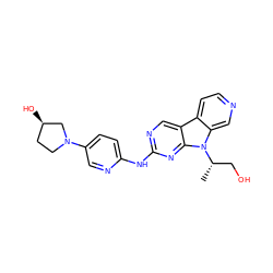 C[C@@H](CO)n1c2cnccc2c2cnc(Nc3ccc(N4CC[C@@H](O)C4)cn3)nc21 ZINC000169706817