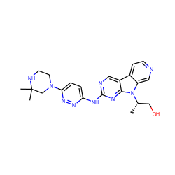 C[C@@H](CO)n1c2cnccc2c2cnc(Nc3ccc(N4CCNC(C)(C)C4)nn3)nc21 ZINC000169706827