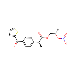 C[C@@H](COC(=O)[C@@H](C)c1ccc(C(=O)c2cccs2)cc1)O[N+](=O)[O-] ZINC000040974368