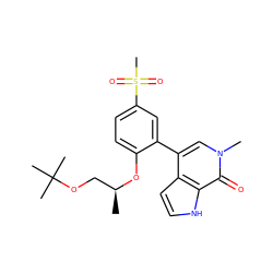 C[C@@H](COC(C)(C)C)Oc1ccc(S(C)(=O)=O)cc1-c1cn(C)c(=O)c2[nH]ccc12 ZINC000146392267