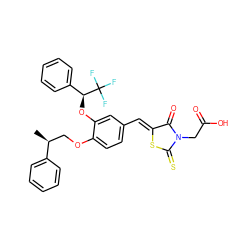 C[C@@H](COc1ccc(/C=C2\SC(=S)N(CC(=O)O)C2=O)cc1O[C@@H](c1ccccc1)C(F)(F)F)c1ccccc1 ZINC000028359598