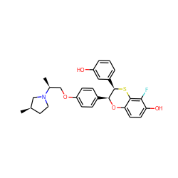 C[C@@H](COc1ccc([C@@H]2Oc3ccc(O)c(F)c3S[C@@H]2c2cccc(O)c2)cc1)N1CC[C@@H](C)C1 ZINC000003819174