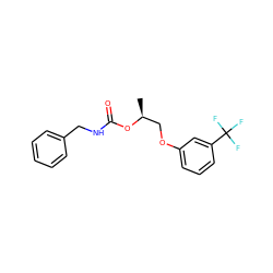 C[C@@H](COc1cccc(C(F)(F)F)c1)OC(=O)NCc1ccccc1 ZINC000103190612