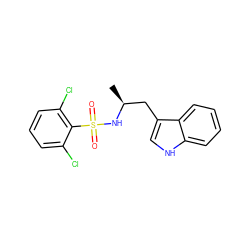 C[C@@H](Cc1c[nH]c2ccccc12)NS(=O)(=O)c1c(Cl)cccc1Cl ZINC000028820574