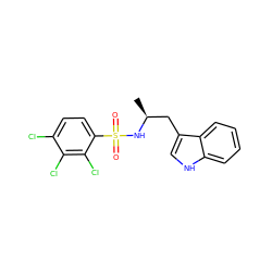 C[C@@H](Cc1c[nH]c2ccccc12)NS(=O)(=O)c1ccc(Cl)c(Cl)c1Cl ZINC000028820606