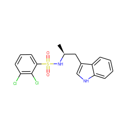 C[C@@H](Cc1c[nH]c2ccccc12)NS(=O)(=O)c1cccc(Cl)c1Cl ZINC000028820549