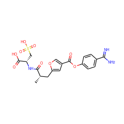 C[C@@H](Cc1cc(C(=O)Oc2ccc(C(=N)N)cc2)co1)C(=O)N[C@@H](CS(=O)(=O)O)C(=O)O ZINC000145973364