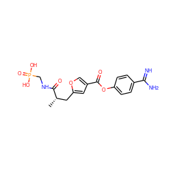 C[C@@H](Cc1cc(C(=O)Oc2ccc(C(=N)N)cc2)co1)C(=O)NCP(=O)(O)O ZINC000144382935