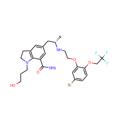 C[C@@H](Cc1cc2c(c(C(N)=O)c1)N(CCCO)CC2)NCCOc1cc(Br)ccc1OCC(F)(F)F ZINC000653833259