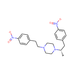 C[C@@H](Cc1ccc([N+](=O)[O-])cc1)N1CCN(CCc2ccc([N+](=O)[O-])cc2)CC1 ZINC000095561999