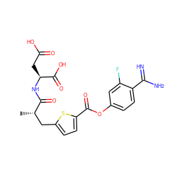 C[C@@H](Cc1ccc(C(=O)Oc2ccc(C(=N)N)c(F)c2)s1)C(=O)N[C@@H](CC(=O)O)C(=O)O ZINC000145948314