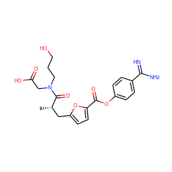 C[C@@H](Cc1ccc(C(=O)Oc2ccc(C(=N)N)cc2)o1)C(=O)N(CCCO)CC(=O)O ZINC000145965757