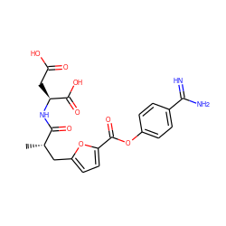 C[C@@H](Cc1ccc(C(=O)Oc2ccc(C(=N)N)cc2)o1)C(=O)N[C@@H](CC(=O)O)C(=O)O ZINC000144354939