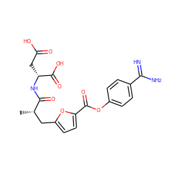 C[C@@H](Cc1ccc(C(=O)Oc2ccc(C(=N)N)cc2)o1)C(=O)N[C@H](CC(=O)O)C(=O)O ZINC000144352519