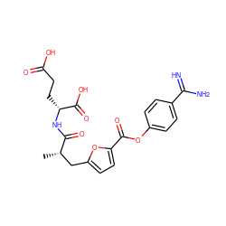 C[C@@H](Cc1ccc(C(=O)Oc2ccc(C(=N)N)cc2)o1)C(=O)N[C@H](CCC(=O)O)C(=O)O ZINC000169698901