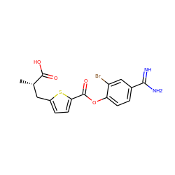 C[C@@H](Cc1ccc(C(=O)Oc2ccc(C(=N)N)cc2Br)s1)C(=O)O ZINC000144360530